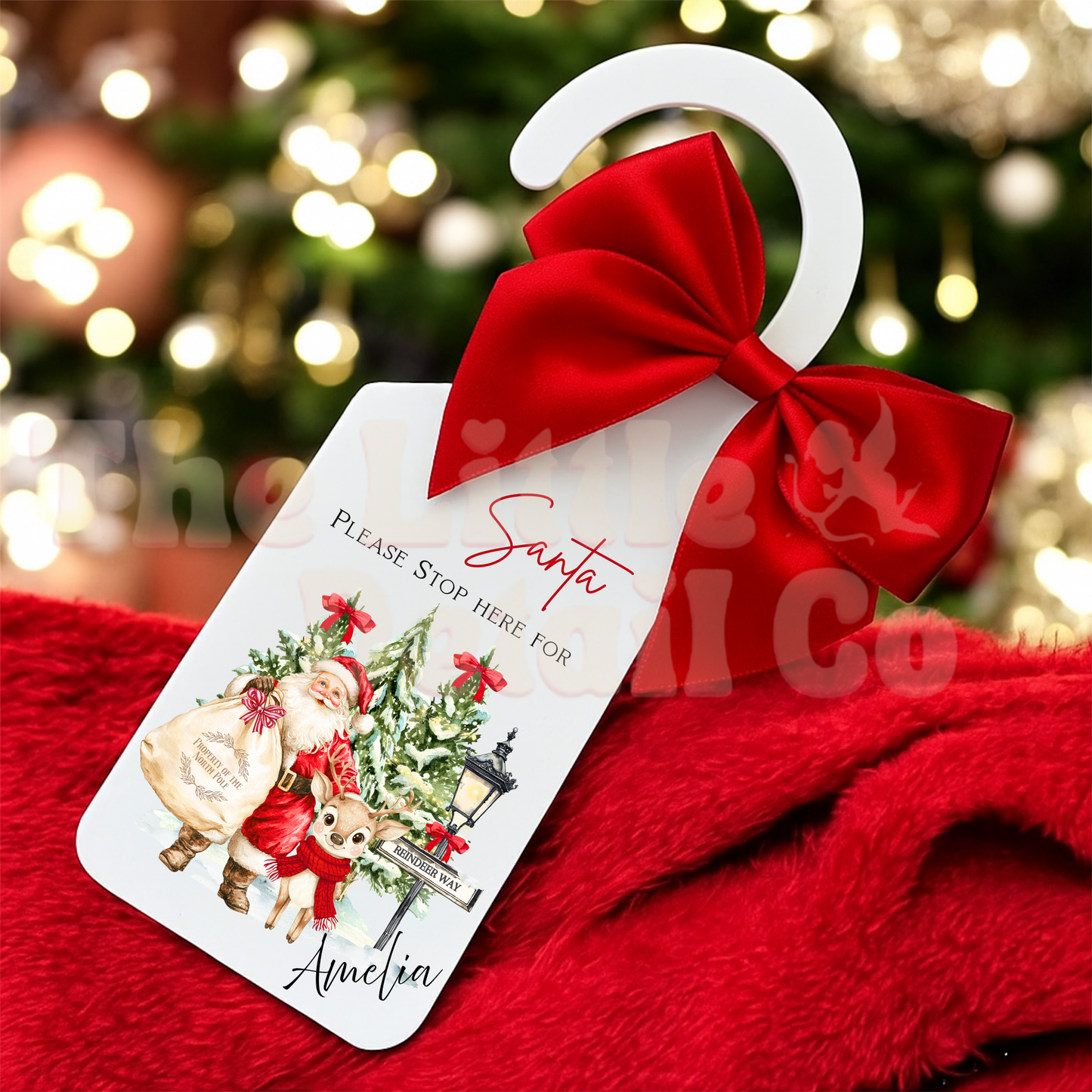 Personalised Door Hanger – ‘Santa Stop Here’ or ‘Under Elf Surveillance