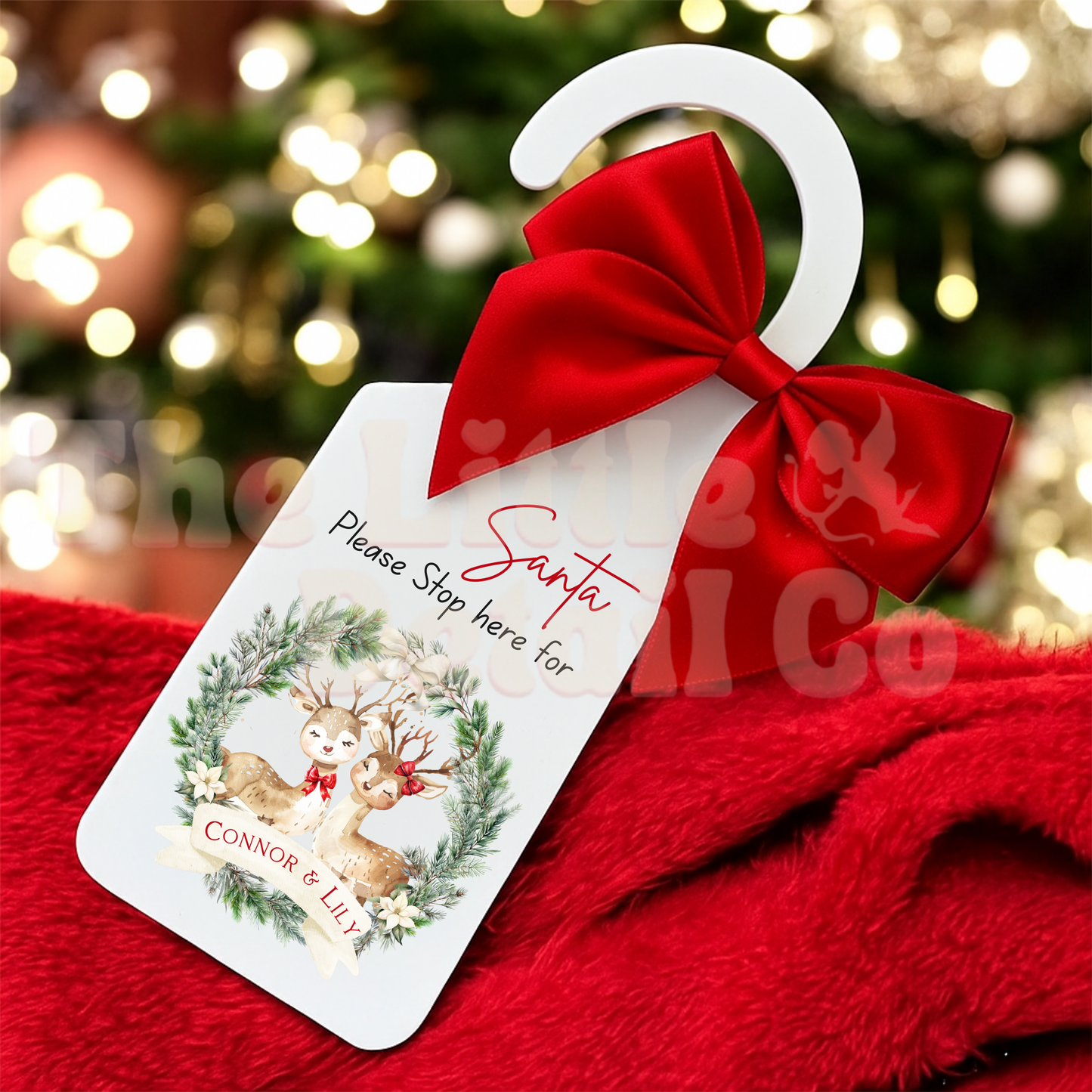 Personalised Door Hanger – ‘Santa Stop Here’ or ‘Under Elf Surveillance