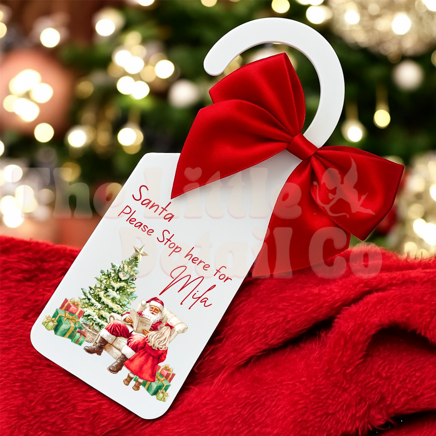 Personalised Door Hanger – ‘Santa Stop Here’ or ‘Under Elf Surveillance
