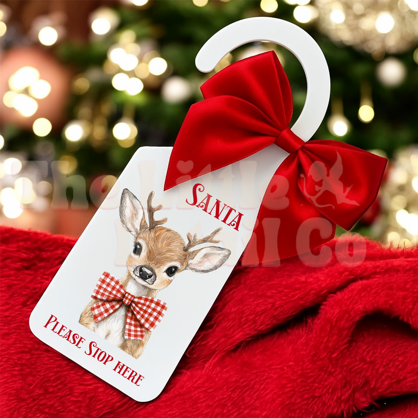 Personalised Door Hanger – ‘Santa Stop Here’ or ‘Under Elf Surveillance