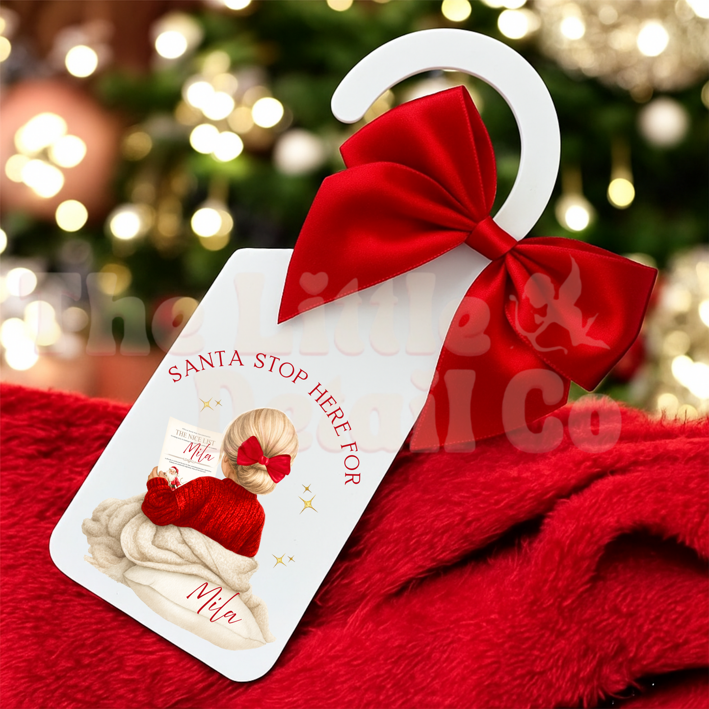Personalised Door Hanger – ‘Santa Stop Here’ or ‘Under Elf Surveillance
