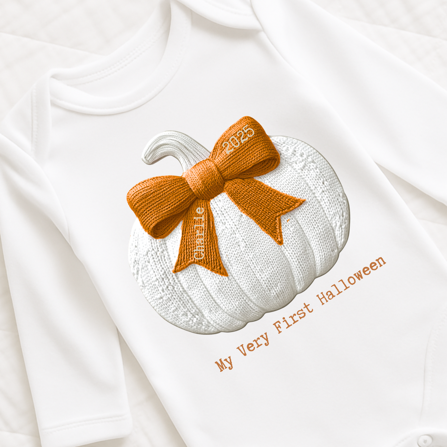 Embroidered Pumpkin Baby Bodysuit