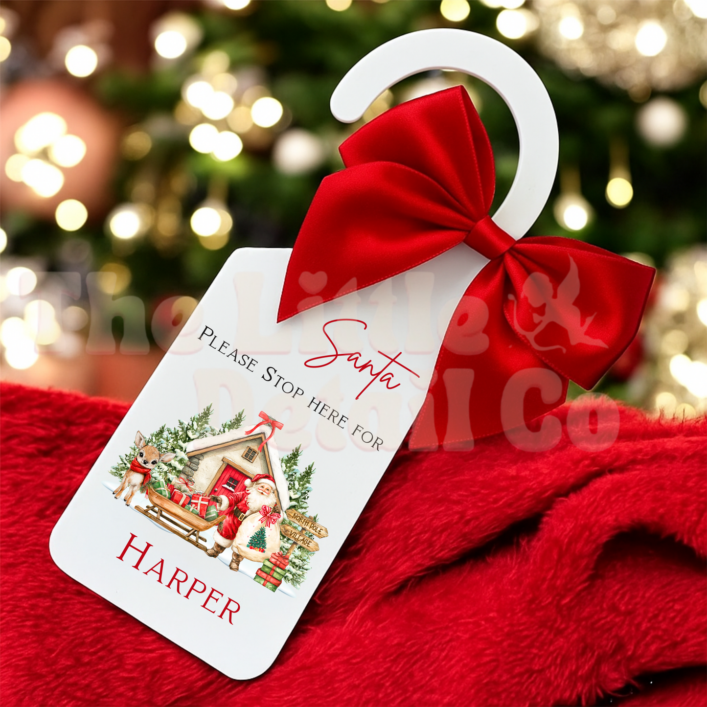 Personalised Door Hanger – ‘Santa Stop Here’ or ‘Under Elf Surveillance